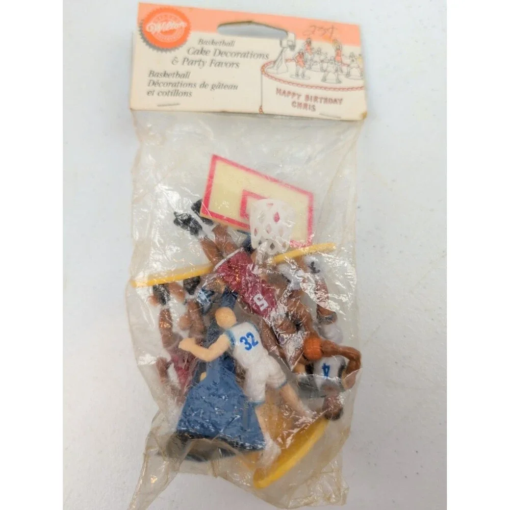 1998 Wilton Basketball Cake Toppers Vintage Plastic Sports